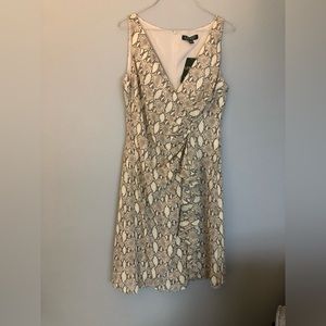 Lauren Ralph Lauren Dress Size 6 Gray Beige Snakeskin Print Sleeveless New